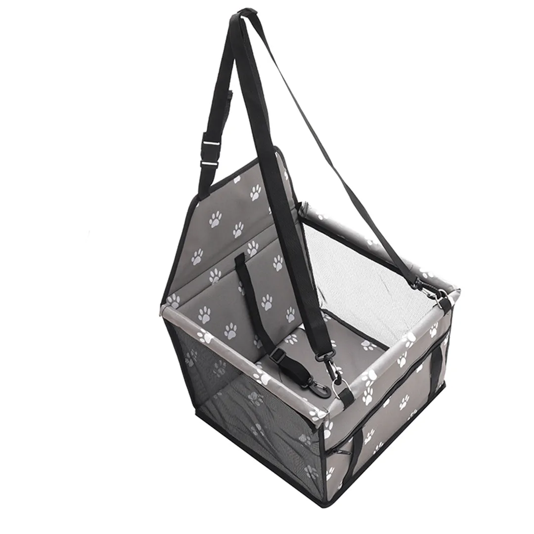 Pet Booster Car Seat Set of 2 Premium Waterproof Breathable Mesh Safety Travel Portable Dog Carrier Bag - Grey