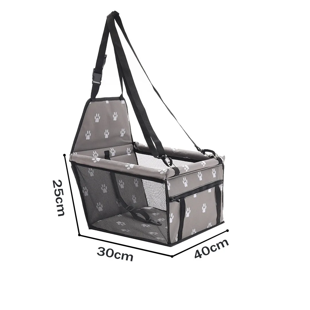 Pet Booster Car Seat Set of 2 Premium Waterproof Breathable Mesh Safety Travel Portable Dog Carrier Bag - Grey