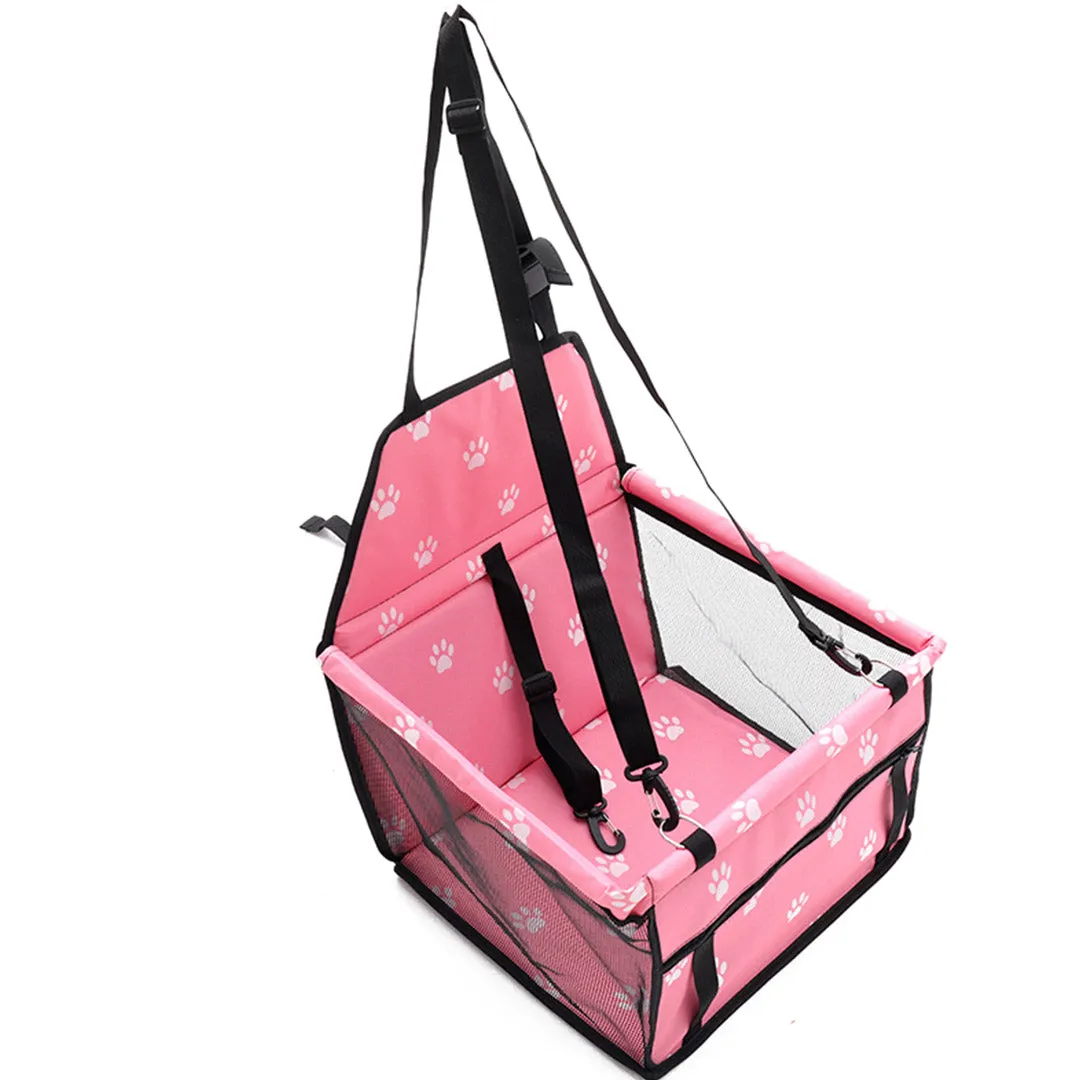 Pet Booster Car Seat Set of 2 Premium Waterproof Breathable Mesh Safety Travel Portable Dog Carrier Bag - Pink
