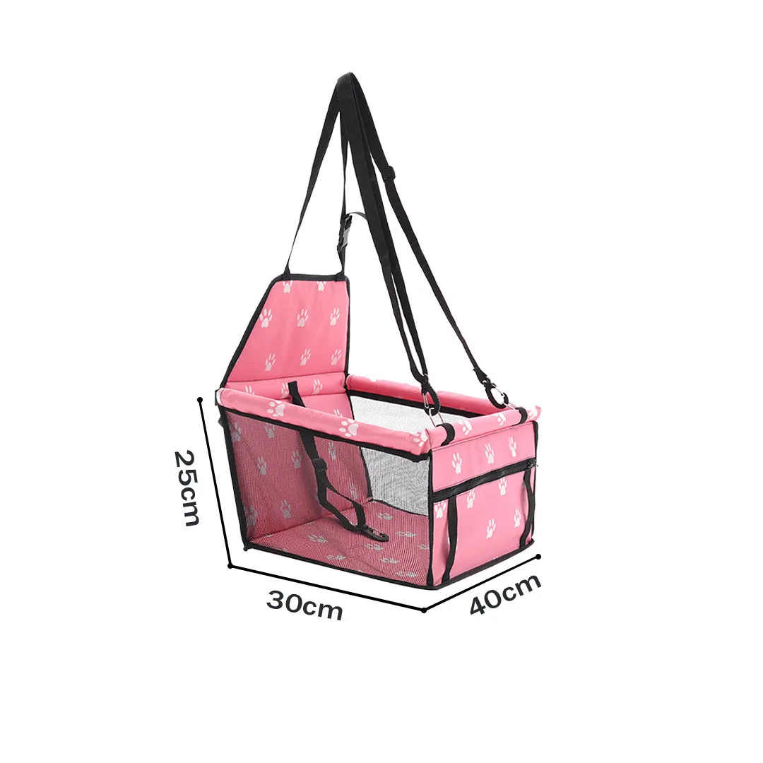 Pet Booster Car Seat Set of 2 Premium Waterproof Breathable Mesh Safety Travel Portable Dog Carrier Bag - Pink