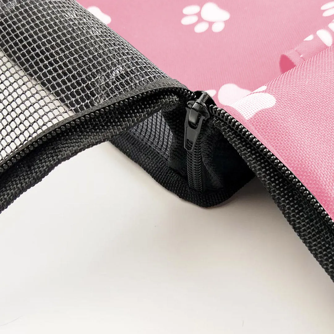 Pet Booster Car Seat Set of 2 Premium Waterproof Breathable Mesh Safety Travel Portable Dog Carrier Bag - Pink