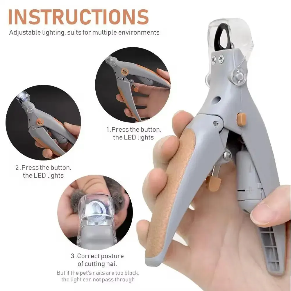 Pet Nail Clippers With Led Luminous Light Professional Pet Claw Grooming Scissors For Dogs Cats Small Animals Paw Nail Trim M0p3