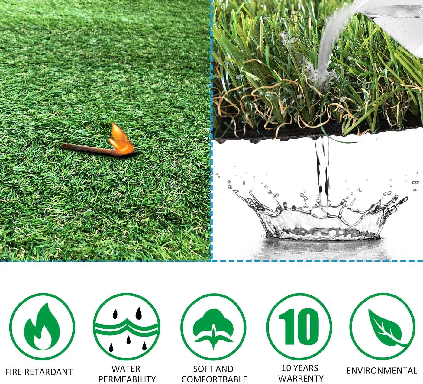 Petgrow Dog Artificial Grass Turf Pee Potty Training Rug - Thick Realistic Indoor Outdoor Garden Lawn Landscape Balcony Synthetic Turf Fack Grass, Easy to Clean with Drainage Holes- 28In X 40In