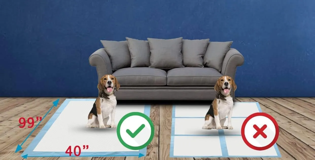 PETSWORLD Mega-Sized Dog Pee Pads (40" x 99")  4XL Gigantic Pet Piddle Pads for Puppy Training, Incontinence  with Adhesive Sticky Tape  Leak Proof, 5-Layer Protection (20 Count)