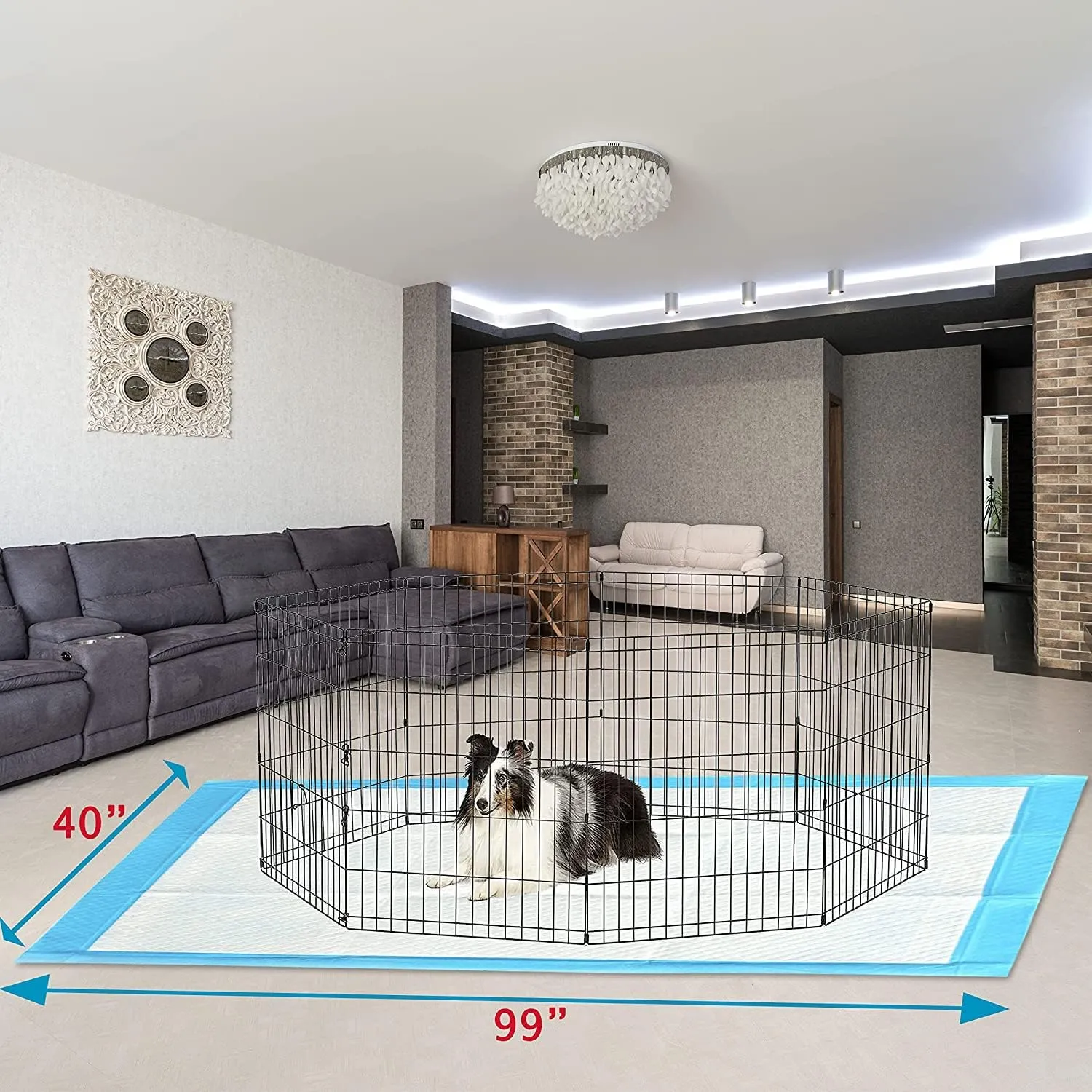 PETSWORLD Mega-Sized Dog Pee Pads (40" x 99")  4XL Gigantic Pet Piddle Pads for Puppy Training, Incontinence  with Adhesive Sticky Tape  Leak Proof, 5-Layer Protection (20 Count)