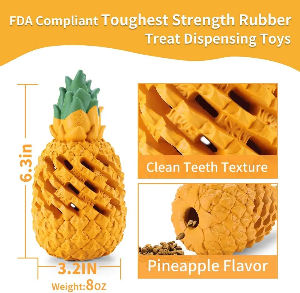 Pineapple Dog Toys for Large Dogs Aggressive Chewers Puppy, Indestructible Dog Chew Toys for Small Medium Dogs, Tough Dog Puzzle Toys Treat Dispensing Durable Dog Toys Teeth Clean