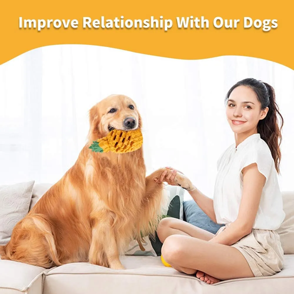 Pineapple Dog Toys for Large Dogs Aggressive Chewers Puppy, Indestructible Dog Chew Toys for Small Medium Dogs, Tough Dog Puzzle Toys Treat Dispensing Durable Dog Toys Teeth Clean