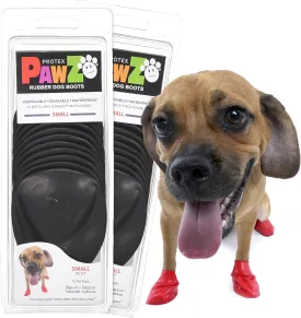 Protex PawZ Rubber Dog Boots for Small Paws, 24 Total (2 Packs of 12) - All-Weather, Anti-Slip, Waterproof Dog Socks - Black