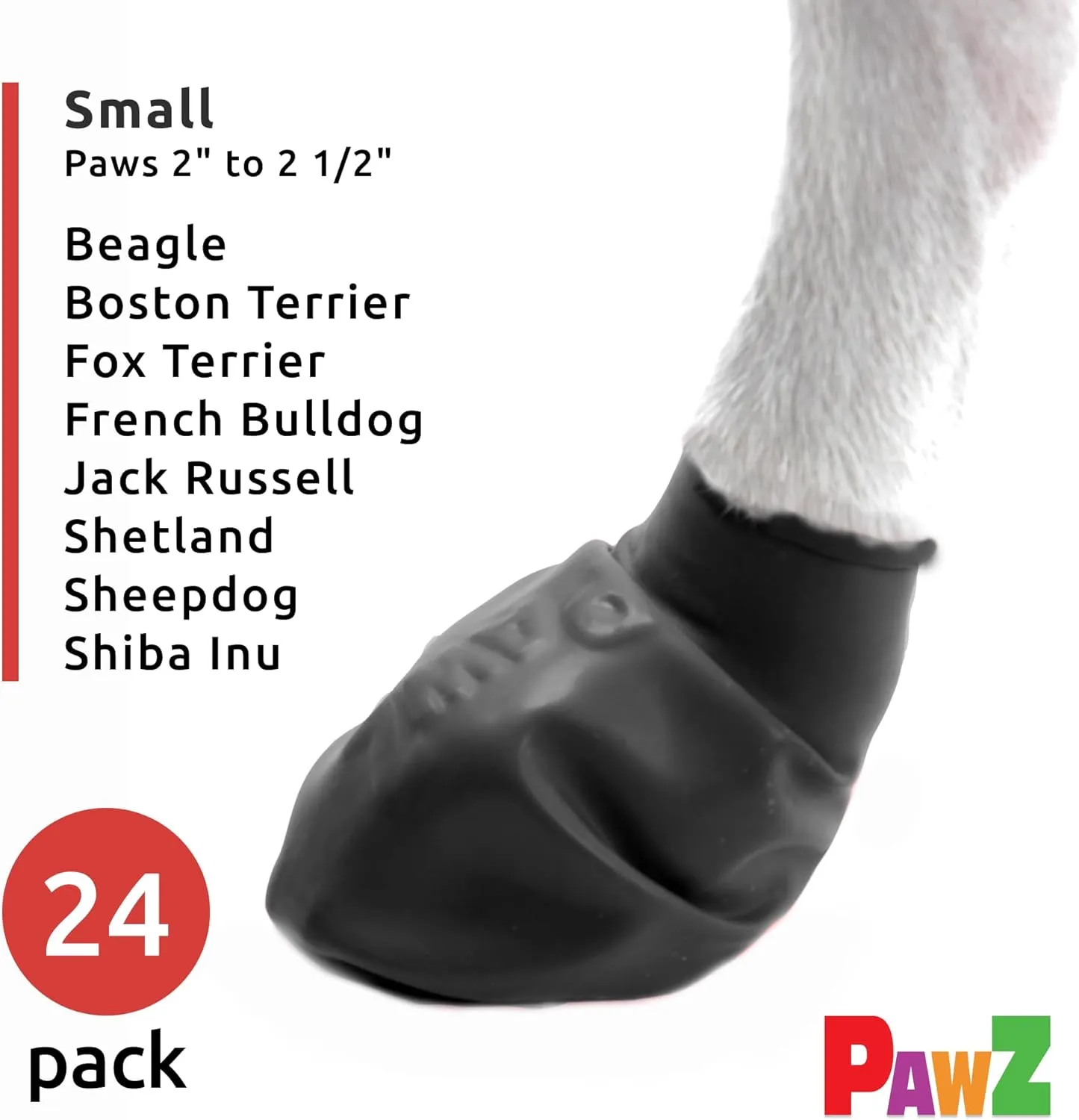 Protex PawZ Rubber Dog Boots for Small Paws, 24 Total (2 Packs of 12) - All-Weather, Anti-Slip, Waterproof Dog Socks - Black
