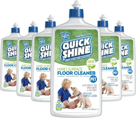 Quick Shine Plant Based Pet Floor Cleaner 27 oz, 6Pk | Ready to Use, Removes Dirt, Streak Free, No Rinse | Hardwood, Laminate, Luxury Vinyl Plank LVT, & Tile | Safer for Kids, Pets & Our Environment