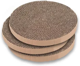 Scratch and Spin Cat Scratcher Replacement Pads for Active Play, Natural Recycled Corrugated Cardboard, Supports Pet Behaviors, Relieves Stress - 3 Count