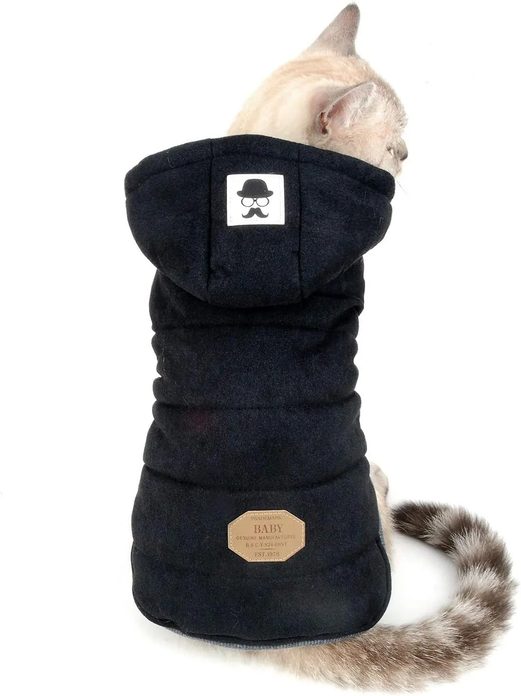 SELMAI Fleece Dog Hoodie Winter Coat for Small Boy Dog Cat Puppy Cotton Hooded Jacket Chihuahua Clothes Girl Boy Yorkie Pet Walking Outdoor Black M