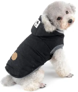 SELMAI Fleece Dog Hoodie Winter Coat for Small Boy Dog Cat Puppy Cotton Hooded Jacket Chihuahua Clothes Girl Boy Yorkie Pet Walking Outdoor Black M