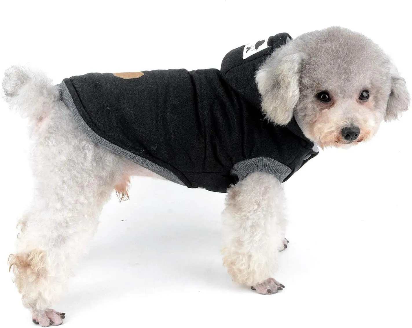 SELMAI Fleece Dog Hoodie Winter Coat for Small Boy Dog Cat Puppy Cotton Hooded Jacket Chihuahua Clothes Girl Boy Yorkie Pet Walking Outdoor Black M