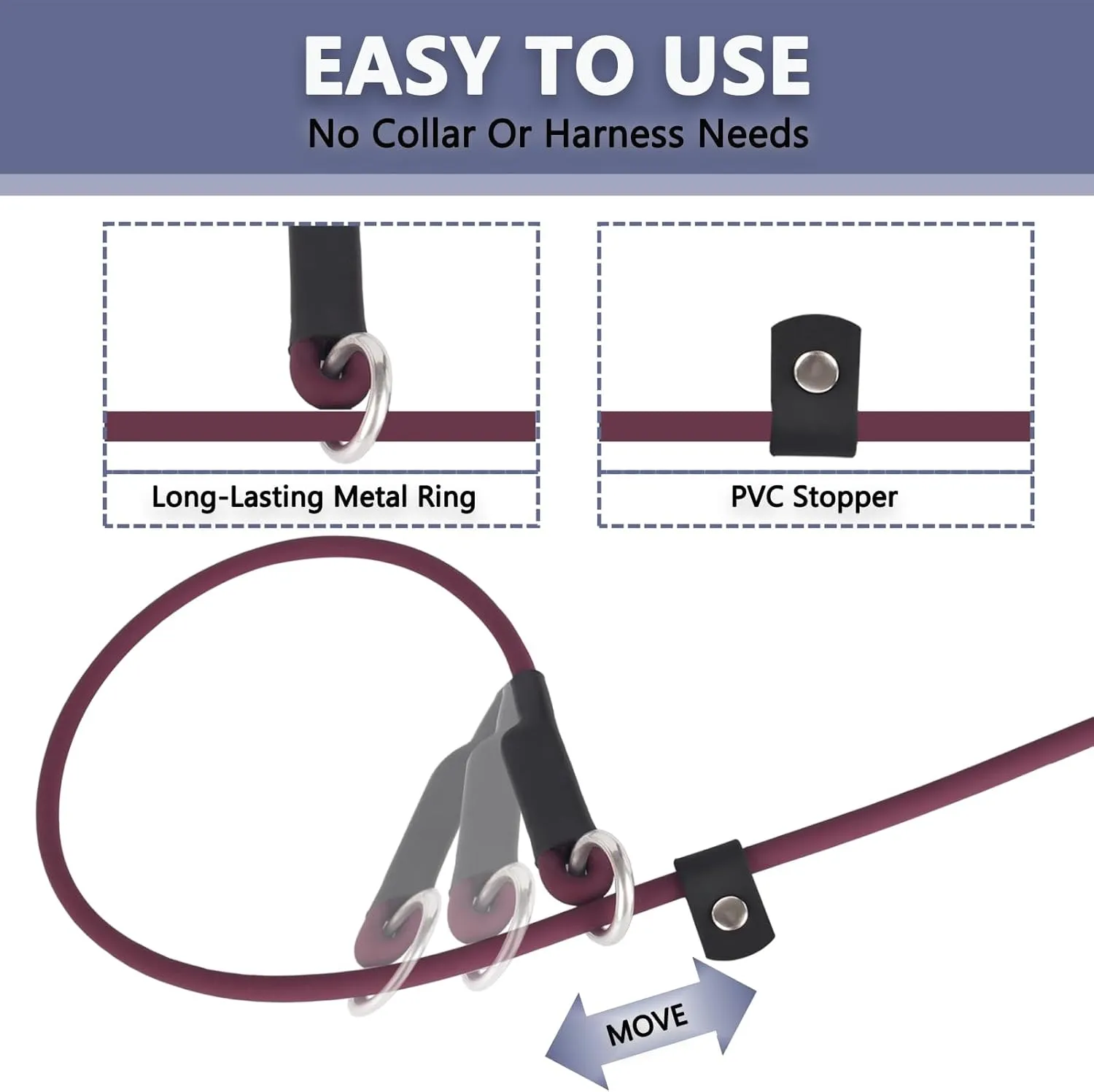 Slip Lead Dog Leash 6FT Red Dogs Leads Pet Slip Leash No Pull Waterproof PVC 1/4 Pets Leashes Easy Clean Material Round Lead for Small Medium Large Animals (red, 6ft * 1/4'')