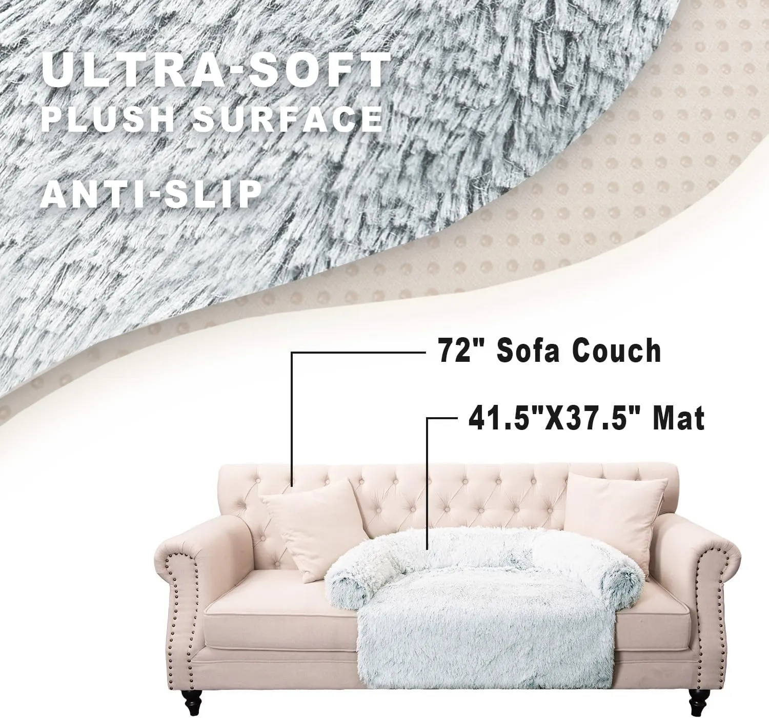 Tinaco Luxurious Calming Dogs/Cats Bed Mats, Washable Removable Couch Cover, Plush Long Fur Mat, Waterproof Lining, Perfect for Small, Medium and Large Pets (Gradient Gray, XL)
