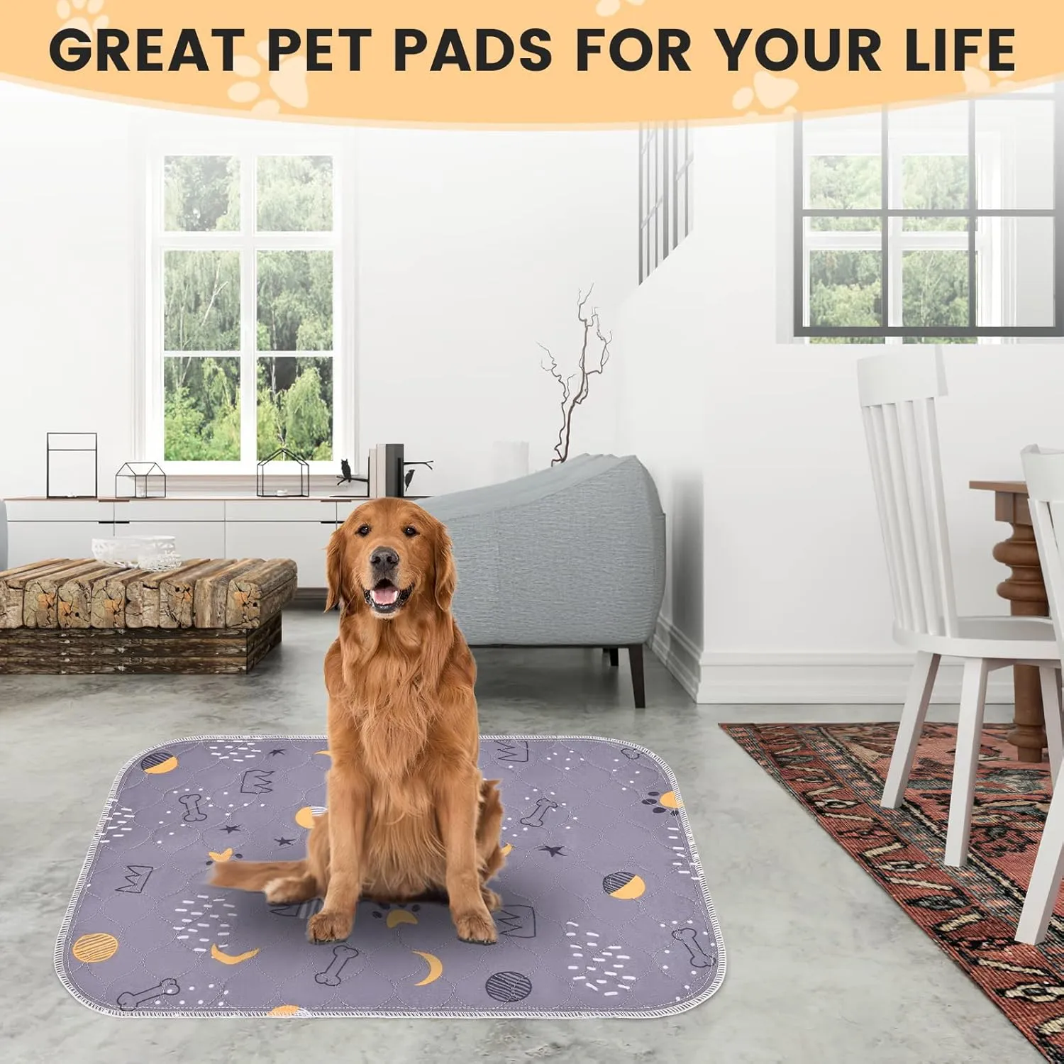 UPSKY Washable Pee Pads for Dogs 2 Pack 34" x 36" Reusable Puppy Pads Waterproof Pet Training Pads, Non-Slip Dog Mats Fast Absorbent Whelping Pads for Playpen, Potty, Crate, Bed