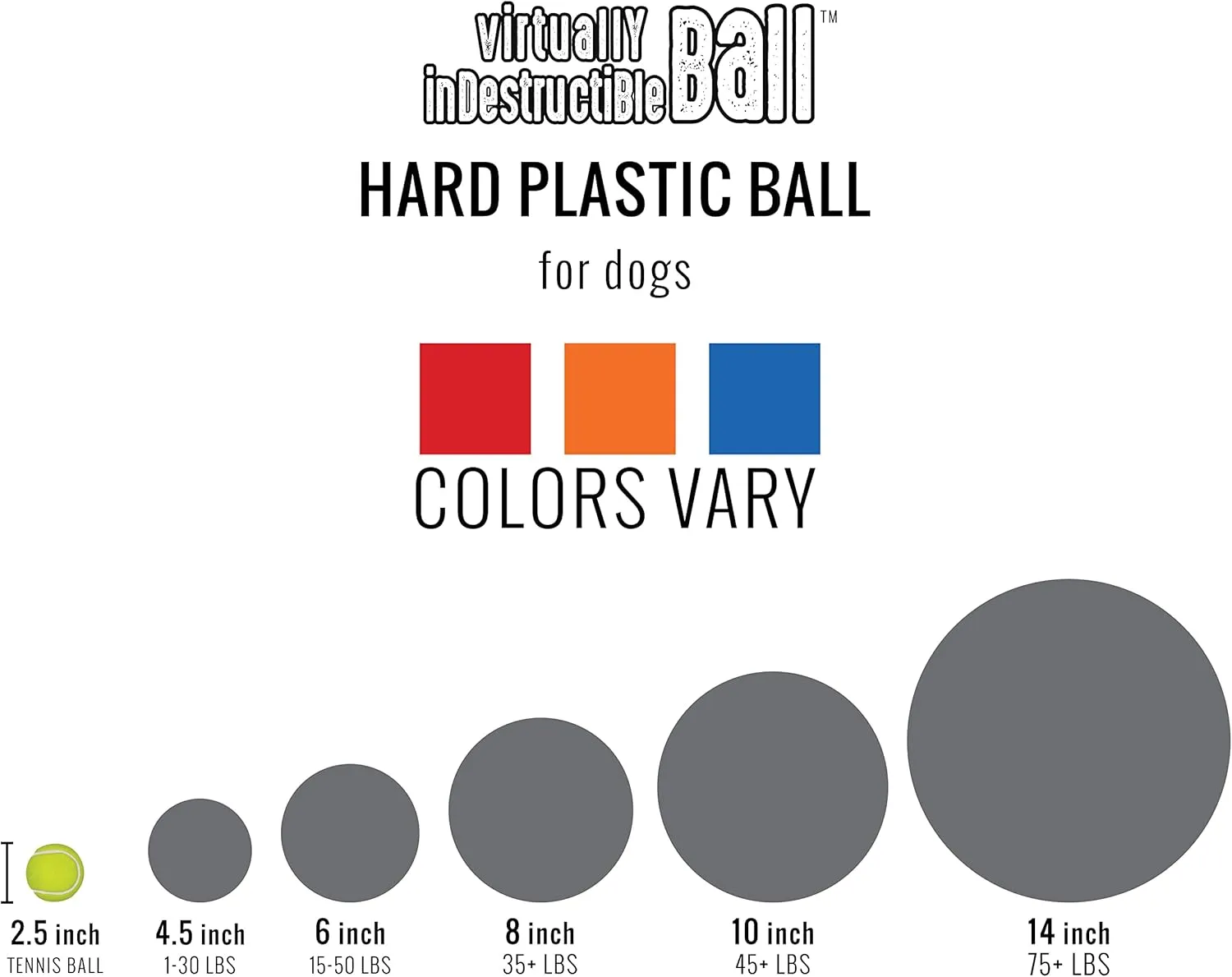 Virtually Indestructible Best Ball for Dogs, 6-inch,Colors May Vary
