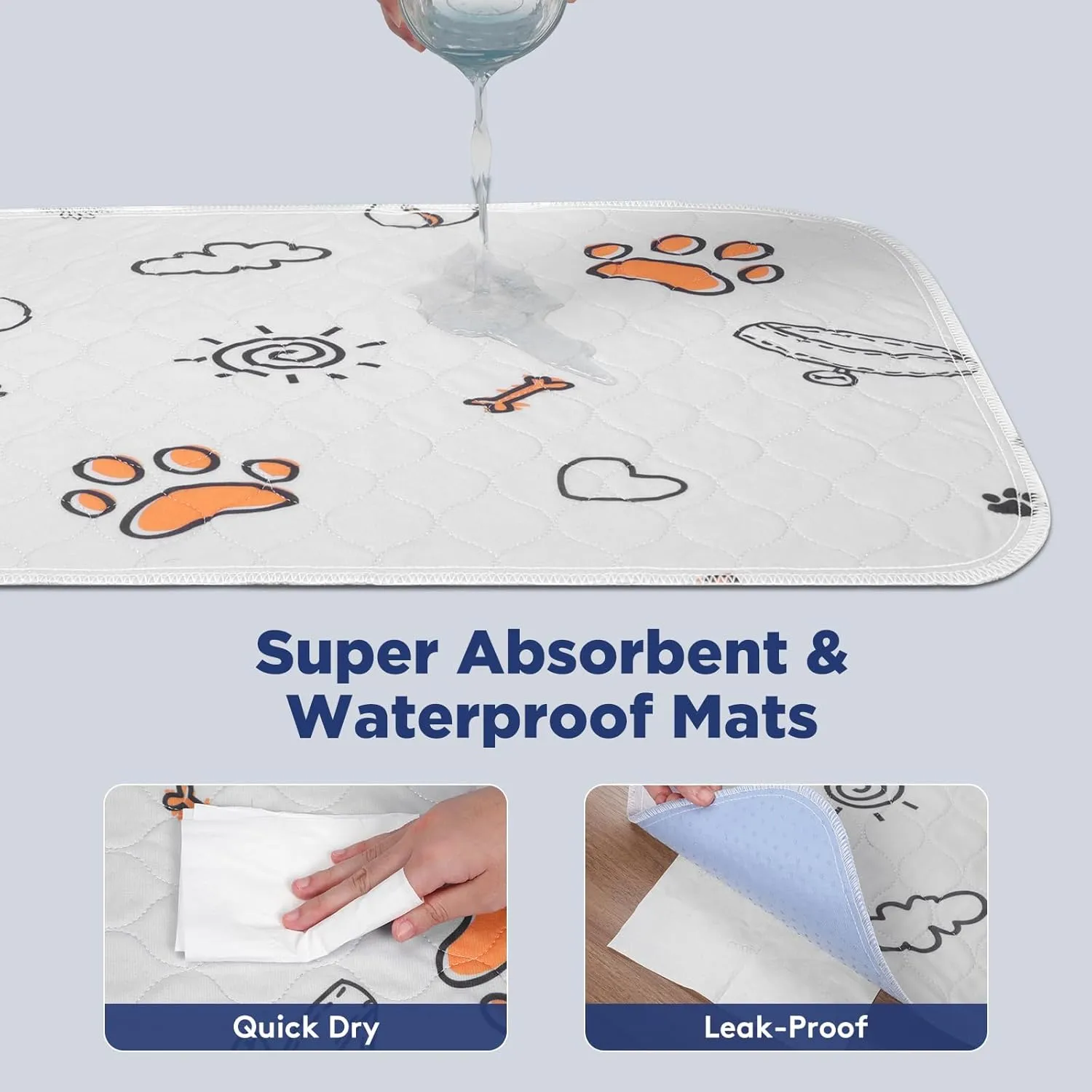 Washable Pee Pads for Dogs, Extra Large 60"x48" Super Absorbent Reusable Training Dog Pads, 100% Waterproof Non-Slip Dog Pee Pads Whelping Pads Dog Playpen Pads Extra Dog Pads Dog Mat Pet Pads