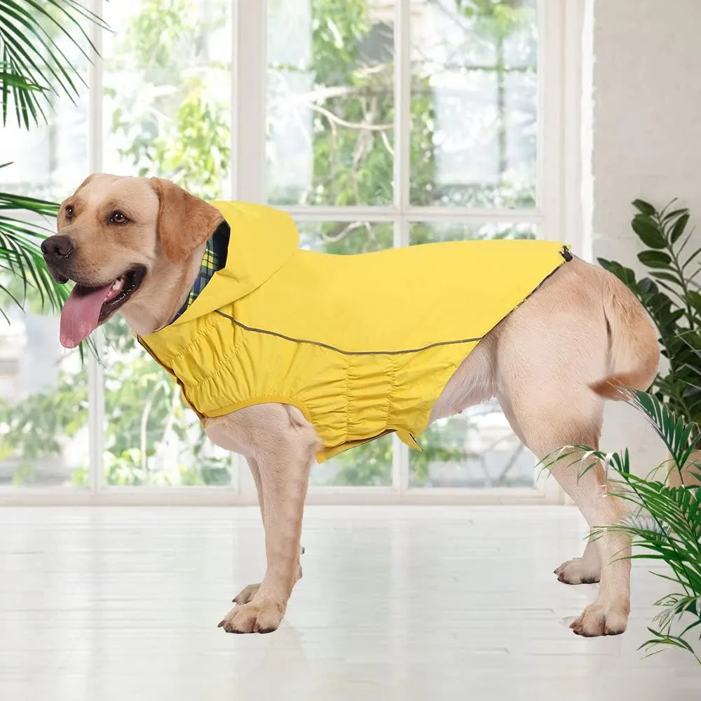 Waterproof Raincoat, Waterproof Dog Raincoat with Reflective Strip, Dog Zip Raincoat with Reflective Buttons, Waterproof Dog Raincoat Jacket for Size XS to XXXL Available Yellow Red Navy Blue