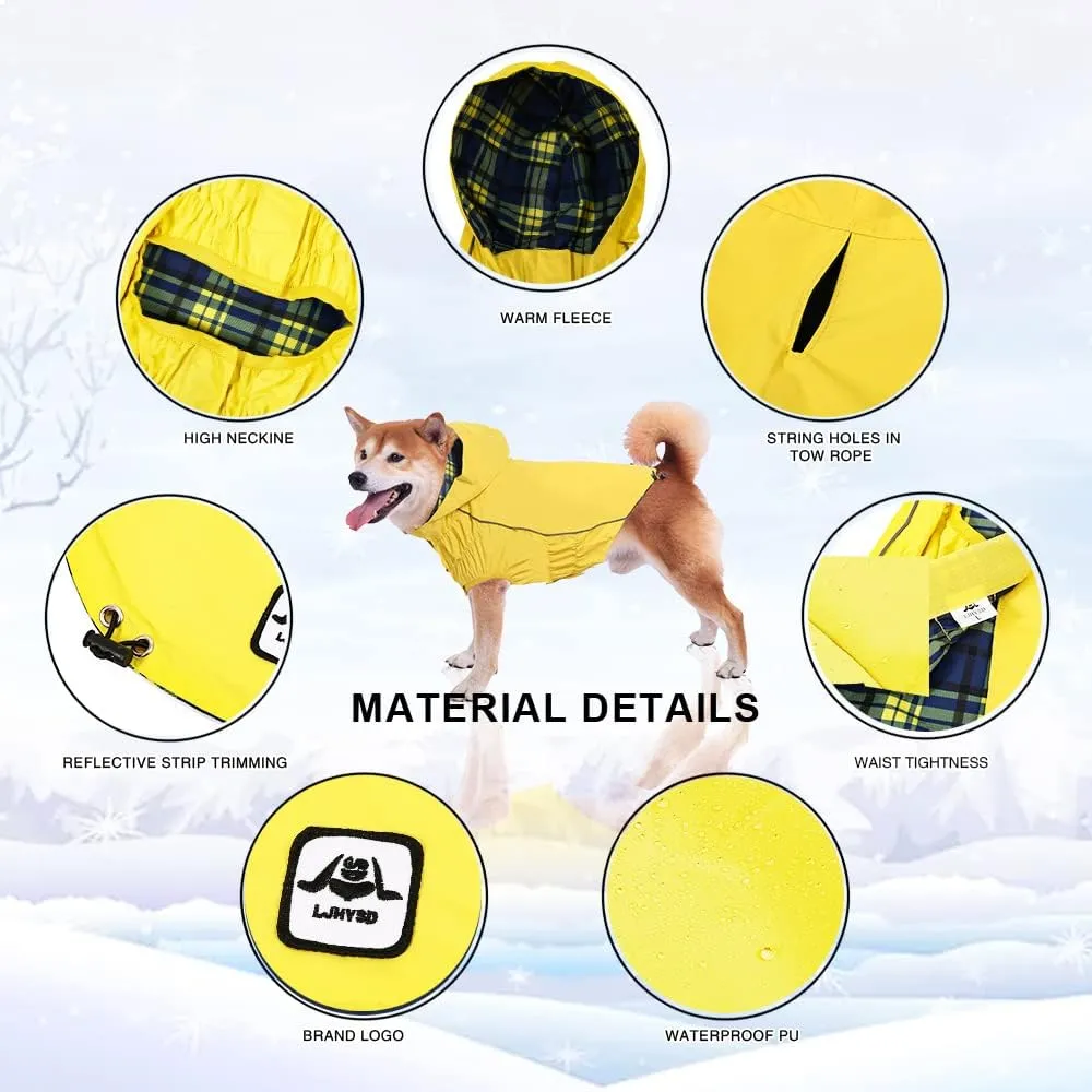Waterproof Raincoat, Waterproof Dog Raincoat with Reflective Strip, Dog Zip Raincoat with Reflective Buttons, Waterproof Dog Raincoat Jacket for Size XS to XXXL Available Yellow Red Navy Blue