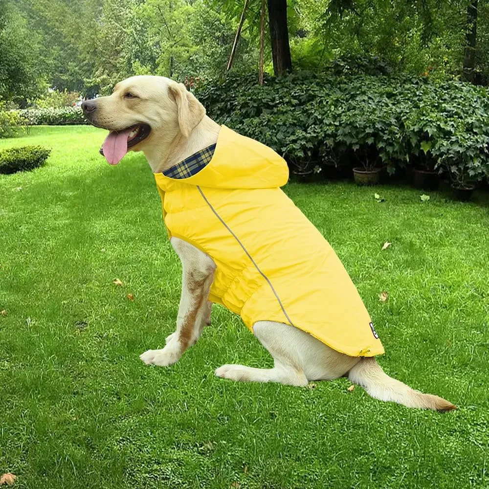 Waterproof Raincoat, Waterproof Dog Raincoat with Reflective Strip, Dog Zip Raincoat with Reflective Buttons, Waterproof Dog Raincoat Jacket for Size XS to XXXL Available Yellow Red Navy Blue